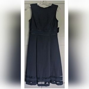 Liz Claiborne Navy Sleeveless Fully Lined Sheath Dress w/ Chiffon - Size 4 NEW!